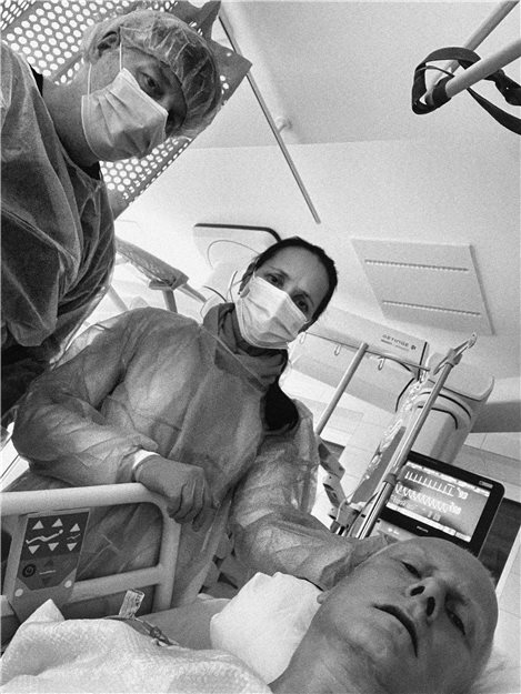 November 2024, my wife and brother in the recovery room after surgery